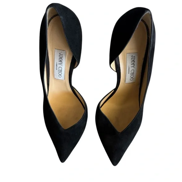 Jimmy Choo Sophia Half D’Orsay Black Suede Pump 39.5 (9.5 US)